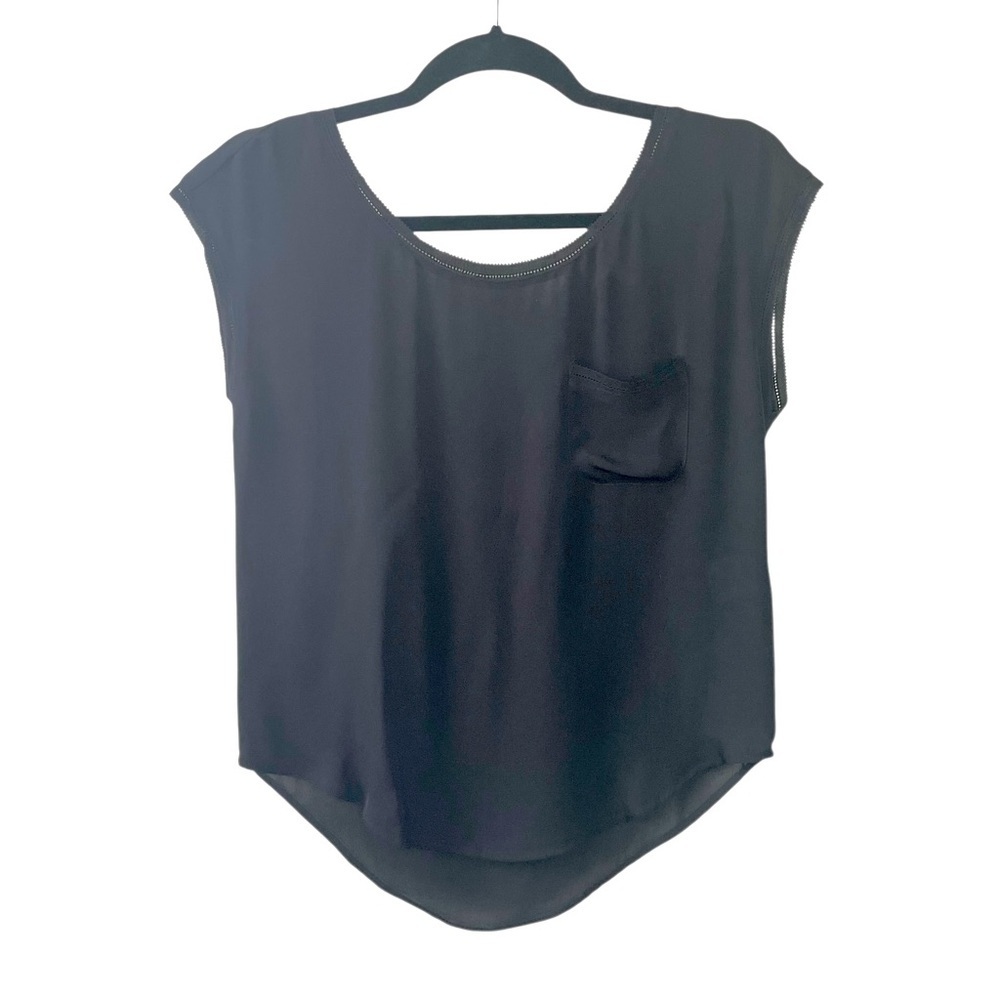 Joie Silk Short Sleeve Blouse Black S